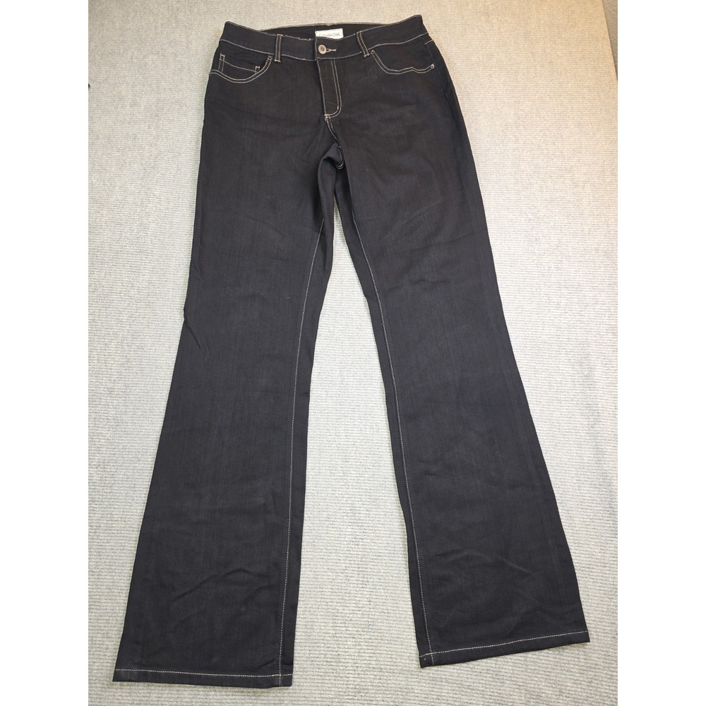 Coldwater Creek ShapeMe High Rise Straight Leg Denim Jeans Black Womens 14L Tall